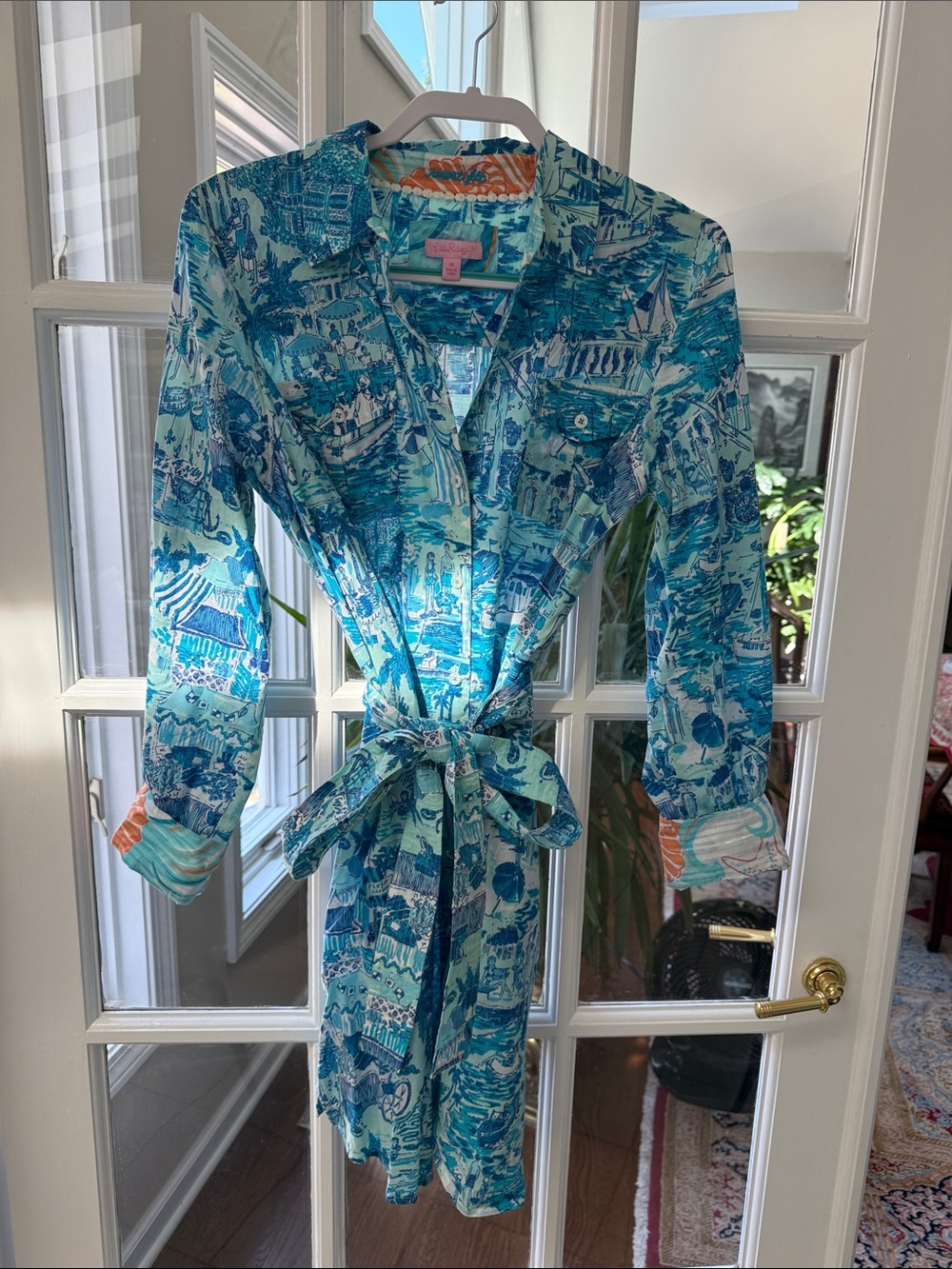 Lilly Pulitzer Blue & Aqua Printed Button-Front Shirt Dress